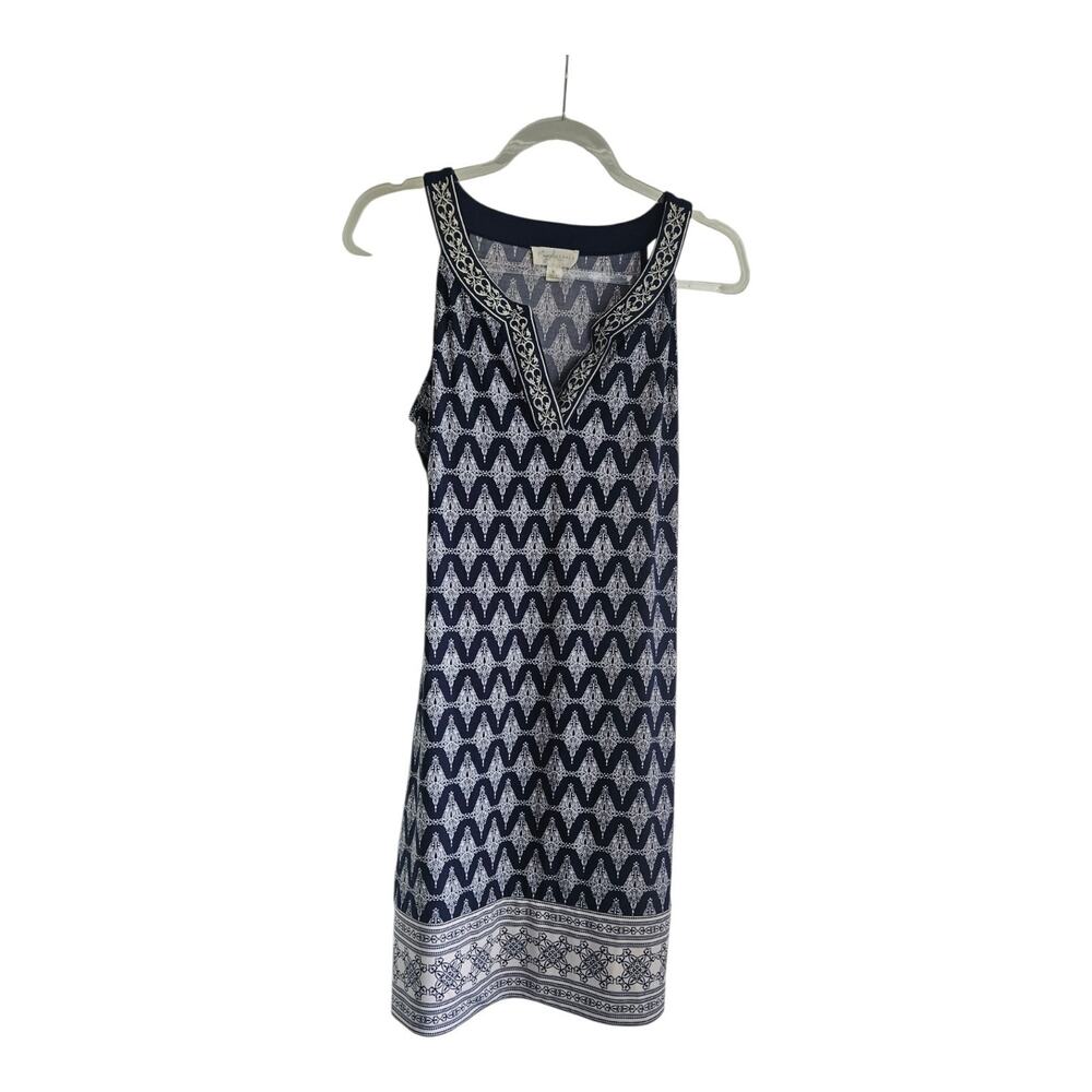 Magnolia Grace Alhambra Embroidered Trim Dress Blue Size Small